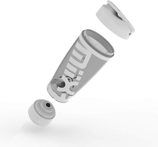 Promixx Original Shaker Bottle (MiiXR Edition) - Battery-powered for Smooth Protein Shakes - BPA Free, 20oz Cup (White/Gray)