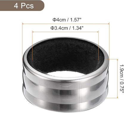 uxcell 4Ps Wine Bottle Collars, Stainless Steel Wine Drip Rings with Velvet Felt, Leak- Proof Anti- Overflow Ring Wine Drip Catcher for Kitchen and Bar