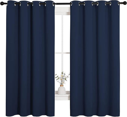 NICETOWN Blackout Draperies Curtains, All Season Thermal Insulated Solid Grommet Top Blackout Curtains/Drapes for Kid's Room (Navy, 1 Pair, 55 x 68 inches)
