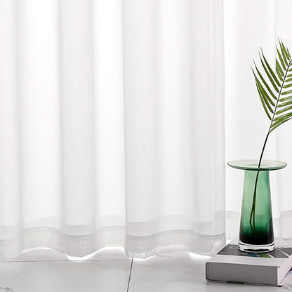 White Sheer Curtains 72 Inches Long 2 Panels Voile Translucent Solid Color Window Treatment Rod Pocket White Sheer Curtains 72 Inch Length for Bedroom Living Room 52x72