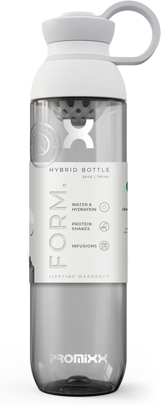 Promixx FORM Water Bottle - Premium Large Water Bottles for Shakes Infusions and Hydration - Lifetime Durability, Leakproof Sports Water Bottle BPA Free - 26oz (White)