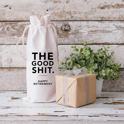 Andaz Press Retirement Wine Bag, The Good Shit Happy Retirement Wine Bottle Cover, Funny Retirement Gifts Canvas Wine Bag Champagne Bottle Bag Wine Bottle Gifts, Retirement Gifts For Men Women, 1-Pack