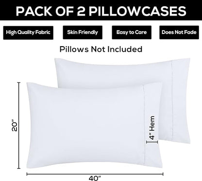Utopia Bedding King Pillow Cases - 2 Pack - Envelope Closure - Soft Brushed Microfiber Fabric - Shrinkage and Fade Resistant Pillow Covers 20 X 40 Inches (King, White)