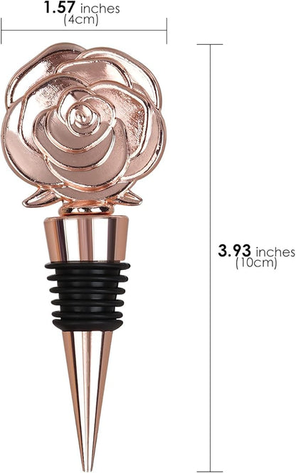 SHIDOW Rose Wine Bottle Stopper, Wine Bottle Stopper Rose Gold, Holiday Party, Wedding Birthday Party Decor Wine Stoppers Wine Lovers Funny Gifts, Wedding Bridal Shower Supplies (2 Pcs, Rose Gold)