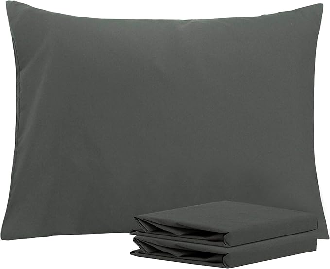 Toddler Pillowcase Set of 2 PC 600 TC 100% Egyptian Cotton Toodler 14x20 Inch Small Travel Pillow Case Envelope Closer Decorative Soft Cozy Travel Kids Nursery Preschool Pillow Cases, Dark Grey