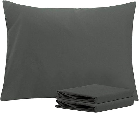 Toddler Pillowcase Set of 2 PC 600 TC 100% Egyptian Cotton Toodler 14x20 Inch Small Travel Pillow Case Envelope Closer Decorative Soft Cozy Travel Kids Nursery Preschool Pillow Cases, Dark Grey