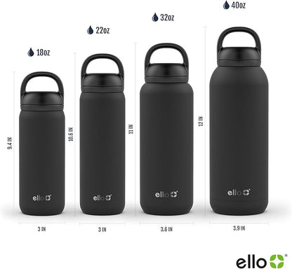 Ello Cooper Twist 22oz Stainless Steel Water Bottle with Chug Lid | Leak Proof Double Walled and Vacuum Insulated | Fits Car Cupholder | Built in Carry Loop | Dishwasher Safe | White