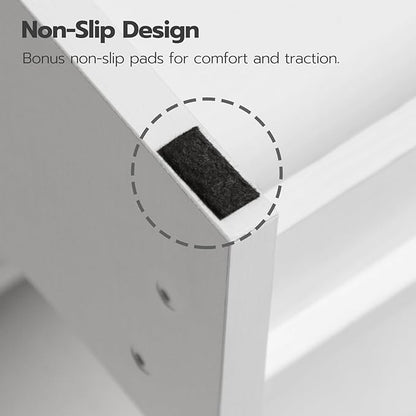 HOOBRO Step Stool for Kids, Two Step Toddler's Stool, Kids Potty Training Stool with Handles, Non-Slip Pads for Safety, Easy to Move, for Sink, Bathroom, Bedroom, White WT01JD01G1
