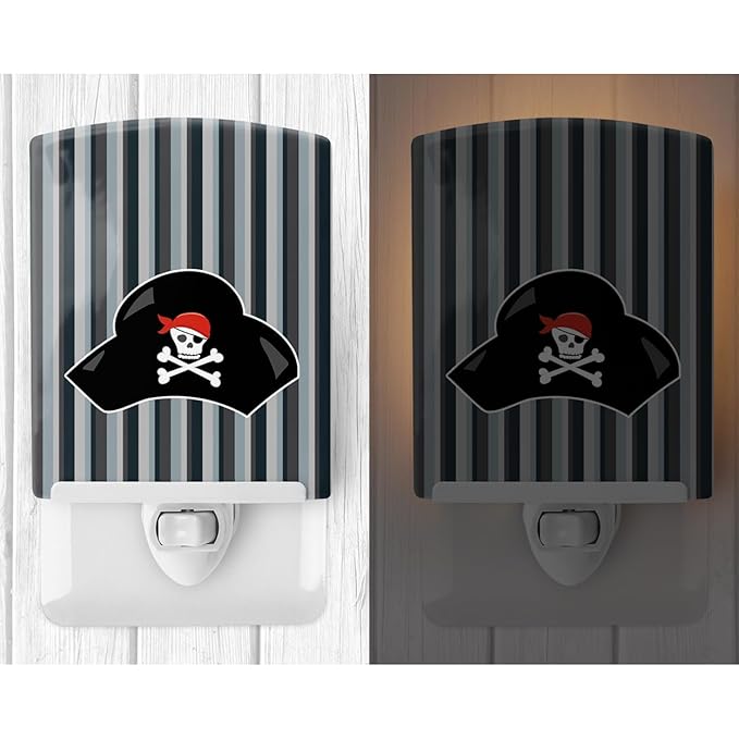 Caroline's Treasures BB8979CNL Pirate Hat Ceramic Night Light Compact, UL-Certified, Ideal for Bedroom, Bathroom, Nursery, Hallway, Kitchen, 6x4x3, Multicolor