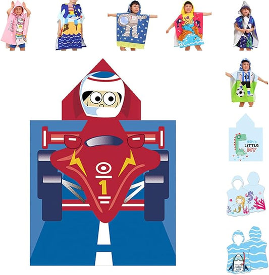 Hooded Kids Beach Towels - Soft Microfiber Poncho Towel for Ages 1 to 6, Quick Dry & Lightweight Swim Cover-ups, Ideal for Boys and Girls