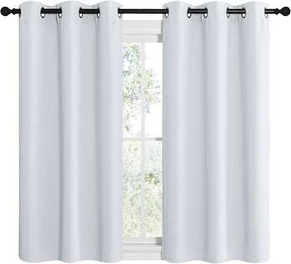 NICETOWN Room Darkening Curtain Panels for Bedroom, Easy-Care Solid Thermal Insulated Grommet Room Darkening Draperies/Drapes (Greyish White, 2 Panels, 42 in x 50 in (W x L))