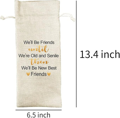 Best Friend Gift Wine Bags, Burlap Drawstring Wine Bag, Funny Personalized Gift Ideas, Gift for Friend's Birthday, Gift for Friend, Gift For her, Bestie Gift, Graduation Gift
