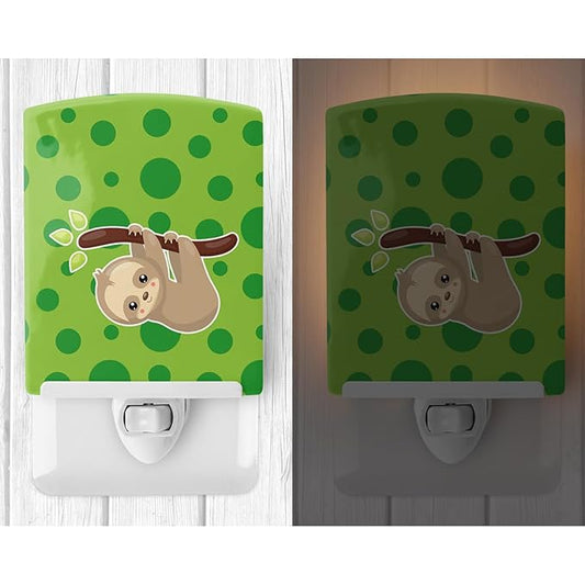 Caroline's Treasures BB9032CNL Sloth Ceramic Night Light Compact, UL-Certified, Ideal for Bedroom, Bathroom, Nursery, Hallway, Kitchen, 6x4x3, Multicolor