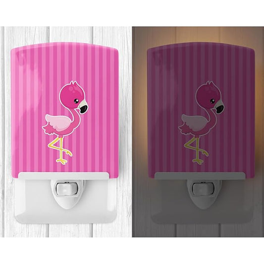 Caroline's Treasures BB8766CNL Flamingo #2 Ceramic Night Light Compact, UL-Certified, Ideal for Bedroom, Bathroom, Nursery, Hallway, Kitchen, 6x4x3, Multicolor