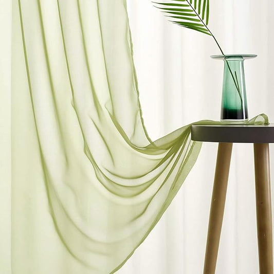 Sage Green Christmas Sheer Curtains 84 Inches Long 2 Panels for Bedroom/Living Room/Kids Rod Pocket Light Filtering Sage Green Sheer Curtains 52 x 84 mas sheer curtains