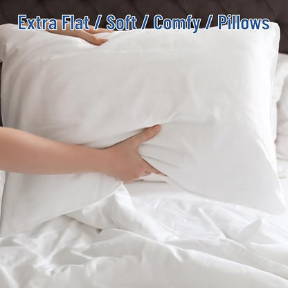 SILUI Extra Flat Soft Thin Pillows King Size Set of 2 Pack Bed Pillow with Down Alternative Fill for Side Back Stomach Sleepers, 20x36 Inches, White