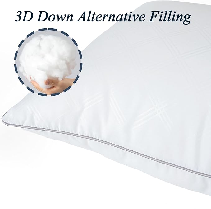 Pillows for Sleeping 4 Pack Bed Pillow Set of 4 for Side Back and Stomach Sleepers Down Alternative Filling Luxury Soft (White, King(4 Pack))