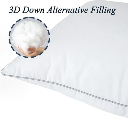 Pillows for Sleeping 4 Pack Bed Pillow Set of 4 for Side Back and Stomach Sleepers Down Alternative Filling Luxury Soft (White, King(4 Pack))