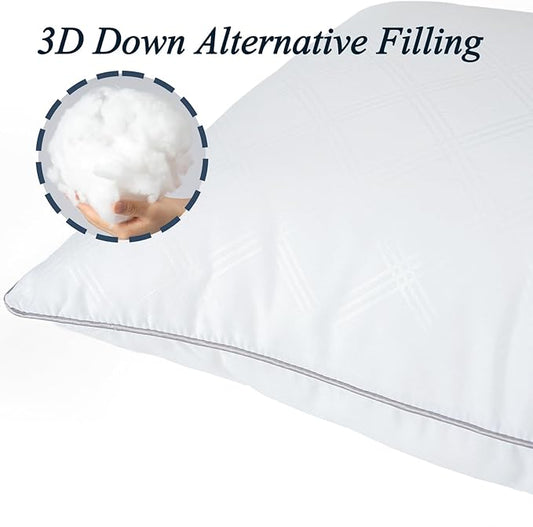 Pillows for Sleeping 4 Pack Bed Pillow Set of 4 for Side Back and Stomach Sleepers Down Alternative Filling Luxury Soft (White, King(4 Pack))