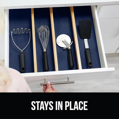 Gorilla Grip powerGRIP Drawer Shelf and Cabinet Liner, Thick Strong Hold, Non-Adhesive Liners Protect Kitchen Cabinets and Cupboard, Bathroom Drawers, Easy Install, Breathable Mat, 17.5" x20', Navy