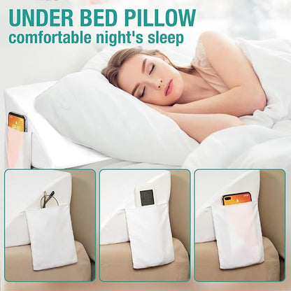 Vekkia Queen Bed Wedge Pillow for Headboard/Wedge Pillow Headboard/Bed Gap Filler/Headboard Pillow,Pillow Wedge for Headboard Gap Between Mattress and Headboard,Stop Loosing Your Pillows(White)
