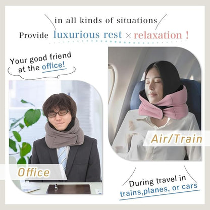 Riverland Travel Pillow Neck Pillow Strong Support Easy to Carry Compact Designed in Japan Useful in Office naps Airplane car Train for Sleeping (Olivegray)
