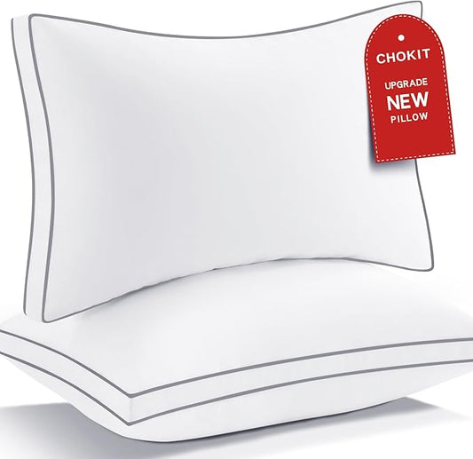 Premium Pillows Queen Size Set of 2, Fluffy and Supportive 7D Down Alternative Bed Pillows, Luxury Soft Hotel Quality Gusseted Pillow for Side Back Stomach Sleepers, Relief Neck Head and Shoulder Pain