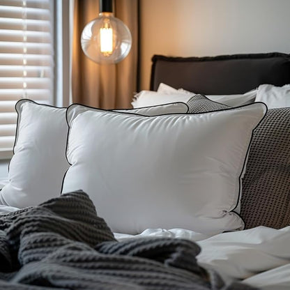 Luxury All Hungarian Goose Down Pillows Standard Size,Soft and Support Down Bed Pillow for Back,Side,Stomach Sleepers,480 Thread Count 100% Cotton Shell,Standard Size Soft Pillow 2 Pack 20"x26"