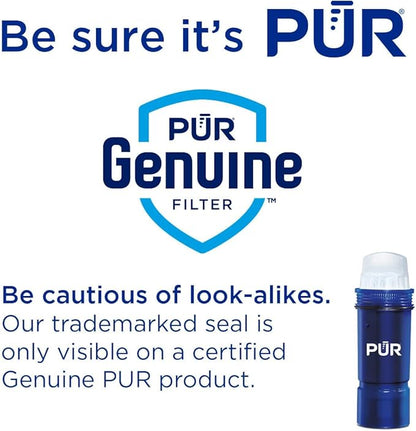 PUR PLUS 11-Cup Water Filter Pitcher with 1 Lead-Reducing PUR Plus Filter, Dishwasher Safe, Powerful Filtration, Filter Change Indicator Light, White, PPT111W