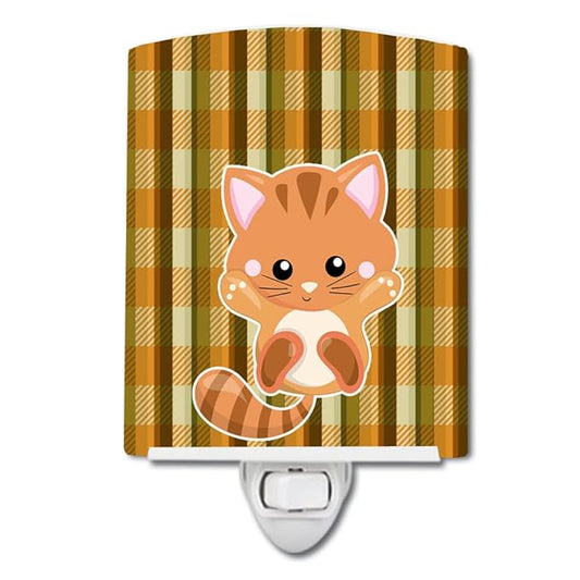 Caroline's Treasures BB6882CNL Hooray Kitten Ceramic Night Light Compact, UL-Certified, Ideal for Bedroom, Bathroom, Nursery, Hallway, Kitchen, 6x4x3, Multicolor