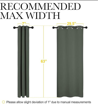 NICETOWN Thermal Insulated Curtains Blackout Draperies, Window Treatment Solid Grommet Room Darkening Drape Panels for Bedroom (Dark Mallard, Set of 2 Panels, 34 by 63 inches Long)