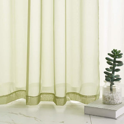 Sage Green Sheer Curtains 63 Inch Length 2 Panels Sage Green Sheer Curtains Rod Pocket for Bedroom Living Room 52x63