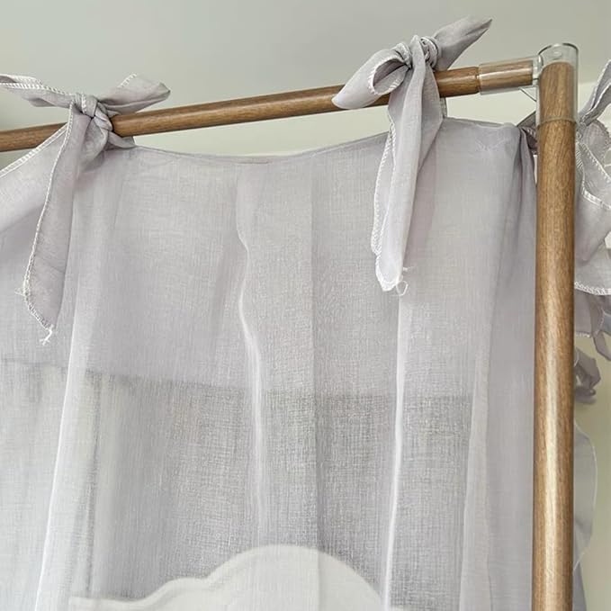 Elegant Princess 4 Corner Post Mosquito Net Romantic for Girls Women Bed Curtain Canopy for Adult Wedding Bedroom Kids Rooms Decoration (Type4-Grey, King)