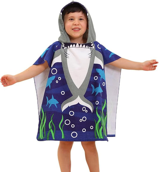 Hooded Kids Beach Towels - Soft Microfiber Poncho Towel for Ages 1 to 6, Quick Dry & Lightweight Swim Cover-ups, Ideal for Boys and Girls