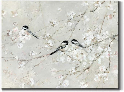 Renditions Gallery Canvas Nature Wall Art Modern Decorations Paintings Elegant Little Birds Glam Romantic Abstract Botanical Artwork Prints for Bedroom Office Kitchen - 8"x12" LT33