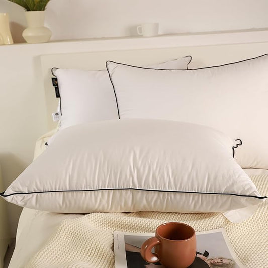 Hungarian Goose Down Pillows Standard Size, Bed Pillows for Sleeping, Pillow for Back, Stomach or Side Sleepers, Ultimate Comfort, 2 Pack, Standard (20" x 26")