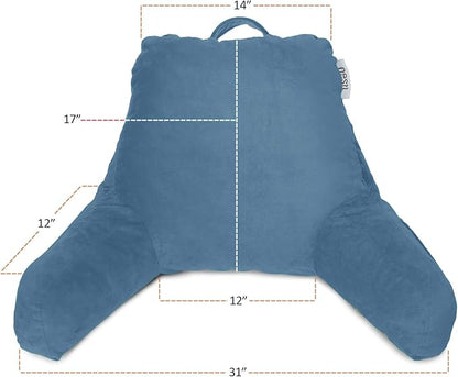 Nestl Reading Pillow Standard Bed Pillow, Back Pillow for Sitting in Bed Shredded Memory Foam Chair Pillow Reading & Bed Rest Pillows Blue Heaven Back Pillow for Bed, Bed Chair Arm Pillow with Pockets