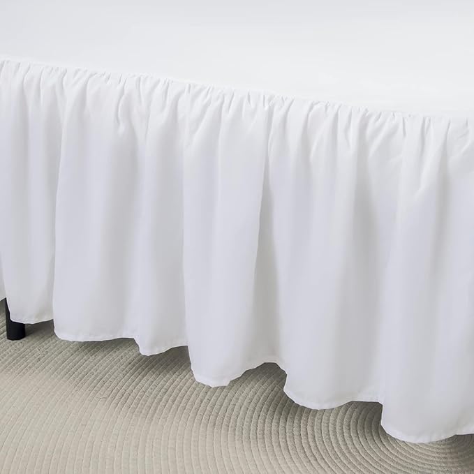 Bed Skirt King Size Ruffled Bed Skirts with Split Corners, 22 Inch Drop Dust Ruffle Bed Skirt with Platform, White, King - 22" Drop