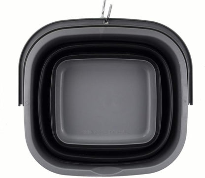 SAMMART 10L (2.6 gallon) Collapsible Rectangular Handy Basket/Bucket (Grey/Black (Set of 2))