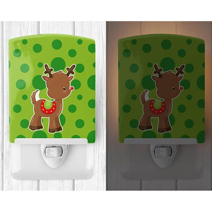Caroline's Treasures BB9025CNL Christmas Reindeer #3 Ceramic Night Light Compact, UL-Certified, Ideal for Bedroom, Bathroom, Nursery, Hallway, Kitchen, 6x4x3, Multicolor