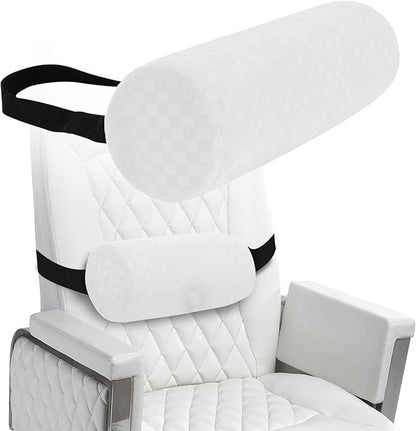Lumbar Roll Pillow for Lower Back, Lumbar Support Foam Roll Cushion with Pillowcase and Upgraded Strap for Office, Chair, Car, Seat Pain Relief & Improving Posture (White, Short-11 * 4.3'')