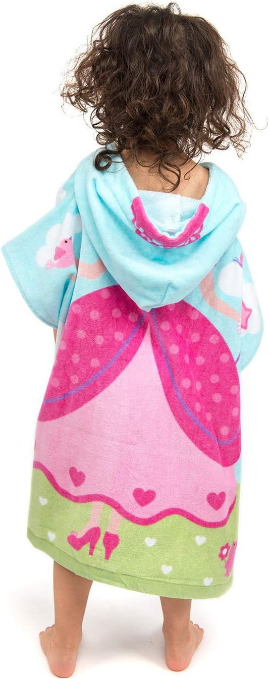 Hooded Bath Towels for Girls Kids Toddlers Children 2 to 6 Years Old Cotton Ultra Soft Absorbent Poncho Beach Towel for Pool Swim Pink Large Size 24"x 47" in Full-Length (Lovely Princess