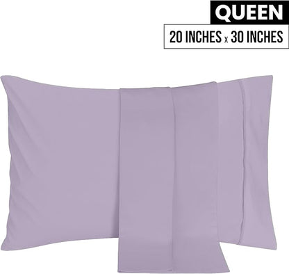 Utopia Bedding Queen Pillow Cases - 2 Pack - Envelope Closure - Soft Brushed Microfiber Fabric - Shrinkage and Fade Resistant Pillow Covers 20 X 30 Inches (Queen, Lavender)