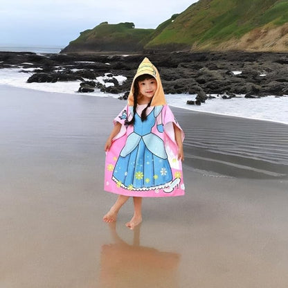 Princess Kids Hooded Towel for Toddler Girls Soft and Absorbent Poncho Hooded Kids Towel for Beach Bath and Swim, 47.2" L x 23.6" W
