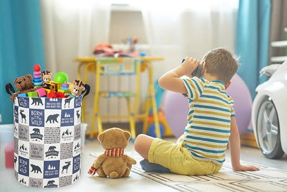 Kids Laundry Hamper, Animal Laundry Basket Collapsible Nordic Style Storage Baskets for Home Decor,Office,Toy Organizer,(Bear)