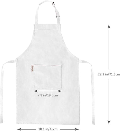 Kids Apron and Chef Hat Set-Adjustable Child Apron for Boys and Girls for Cooking Baking Off-white