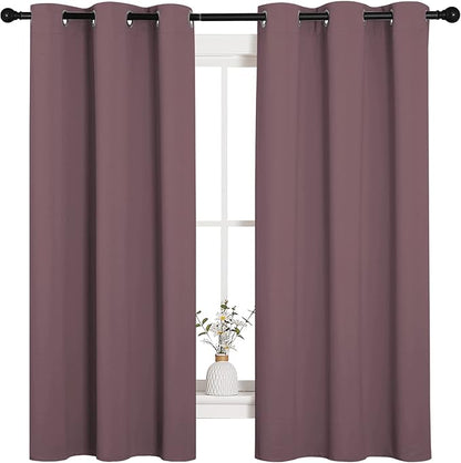 NICETOWN Dry Rose Blackout Curtains for Bedroom (1 Pair, 42 x 63 inches), Farmhouse Thermal Insulated Room Darkening Drapes for Windows