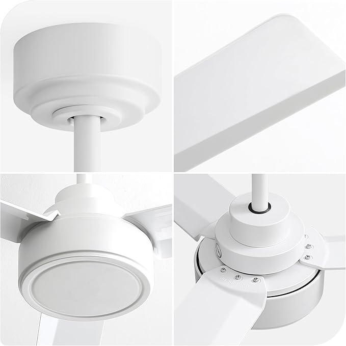 NicBex Ceiling Fan 52 Inch Ceiling Fan Without Light Ceiling Fans with 3 ABS Blades and Remote Control Reversible DC Motor Ceiling Fan for Bedroom, Living Room, White