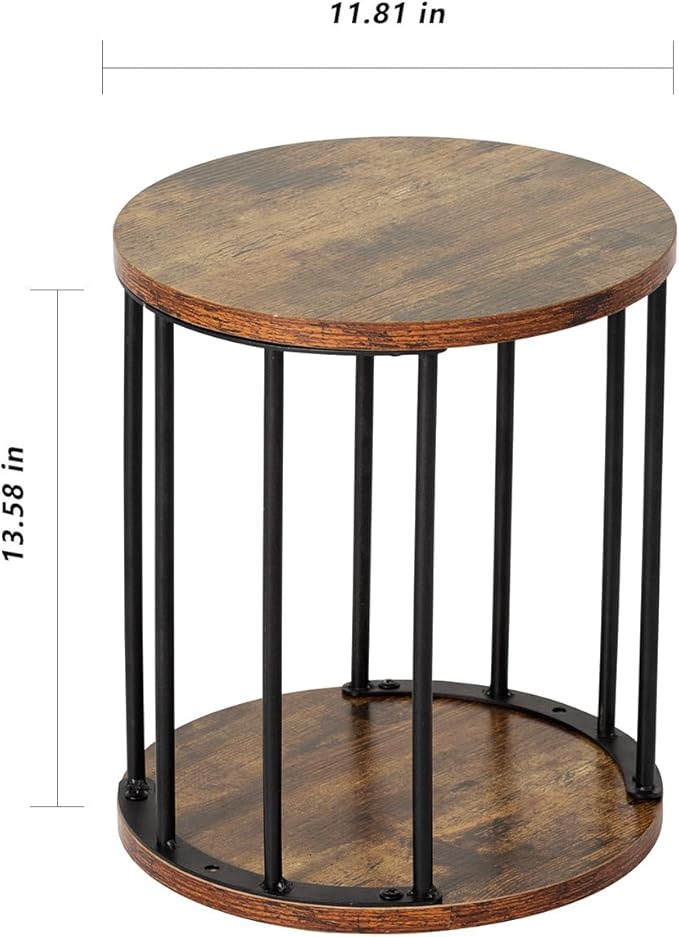 HDANI Wooden Stool Set of 2 for Kids,Adults,300lbs Load Capacity Garden Round Wood Stool,Non-Slip Small Step Stool for Plant Stand,Kitchen,Bathroom and Bedroom,Brown