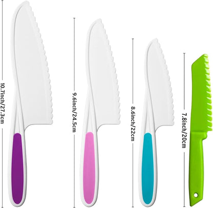 MOTYAWN 8 Pieces Kids Plastic Nylon Cooking Knife Set, Safe Knives for Bread Without BPA,Children's Safe Cooking Chef Nylon Knives for Cooking and Cutting Fruits, Veggies & Cake